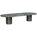 Modern Oval Green Marble Coffee Table With Sturdy Metal Cylindrical Legs