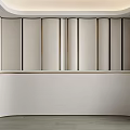 Modern Elegant Bedroom Accent Wall With Upholstered Panels And Gold Metal Trim