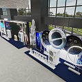 HITACHI Home Appliances Exhibition Display In Modern Hall With Chandelier And Decorative Sculpture
