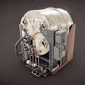 Vintage Industrial Machinery With Rusty Metal Pipes And Control Unit
