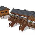 Traditional Wooden House With Sloped Rooftop Wooden Windows And Stilt Structure