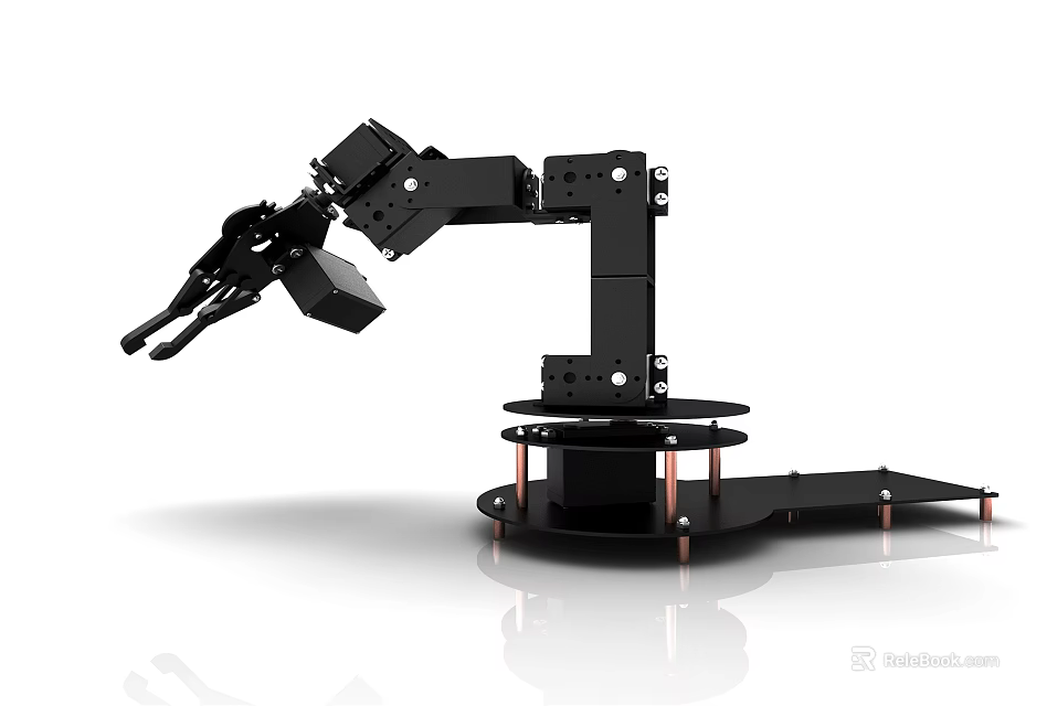 Smart Robotic Arm As Intelligent Machine With Black Mechanical Structure And Precision Control 3d model 