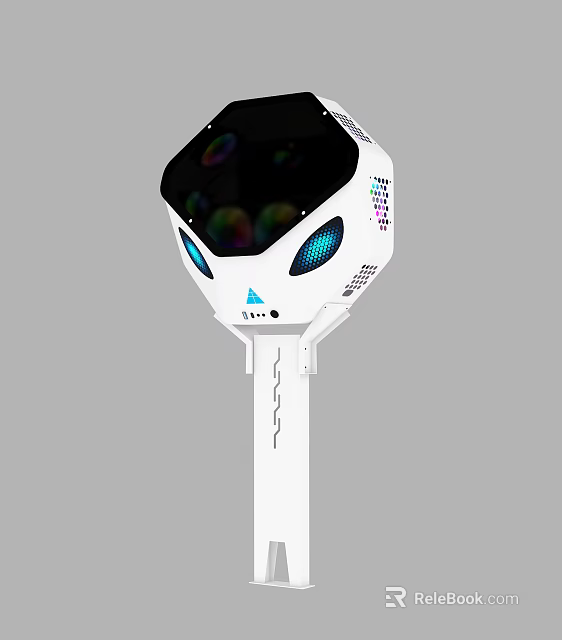 High Performance Computer 3D Scanning Peripheral With Hexagonal Design Colorful Sensors And White Base 3d model