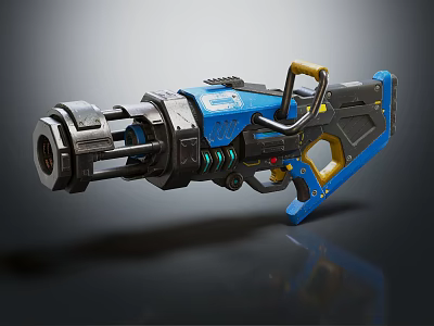 Futuristic Sci Fi Weapon With Blue Black Design Mechanical Grip And Barrel 3d model
