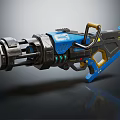 Futuristic Sci Fi Weapon With Blue Black Design Mechanical Grip And Barrel