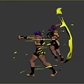 Dynamic Fighting Characters With Purple Hair Black Gold Outfits And Yellow Energy Effects