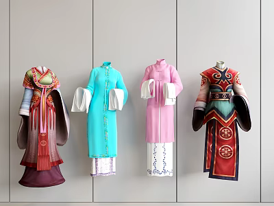 Traditional Chinese Clothing With Various Colors Classic Designs And Elegant Styles 3d model