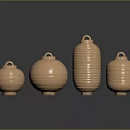 Copper Colored Lantern Shaped Furniture With Striped Design And Four Pieces