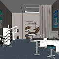 Clean Dental Clinic Interior With Medical Equipment Dental Chair And Wall Posters