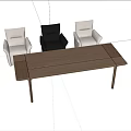 Modern Sleek Brown Wooden Dining Table And Upholstered Light Gray Chair Set With Four Chairs