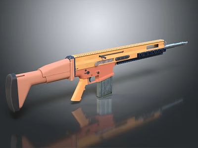 Orange And Black Tactical Rifle With Modern Design Barrel Stock And Magazine 3d model