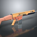 Orange And Black Tactical Rifle With Modern Design Barrel Stock And Magazine