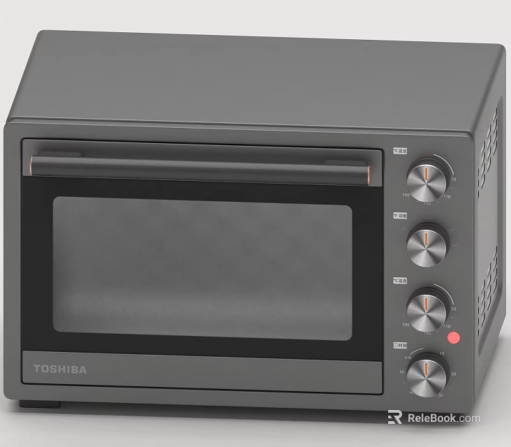 Toshiba Black Kitchen Appliance Oven With Glass Door And Control Knobs 3d model 