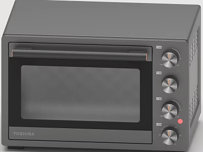Toshiba Black Kitchen Appliance Oven With Glass Door And Control Knobs 3d model