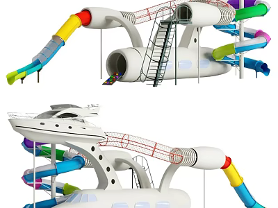 Fun Colorful Playground Equipment Design With Multiple Tube Slides And Stairs 3d model