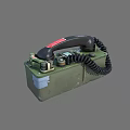 Vintage Mobile Phone With Green Case Black Handset And Coiled Cord