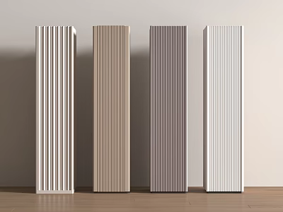 Modern Decorative Columns With Vertical Stripes In Different Colors For Interior Design 3d model