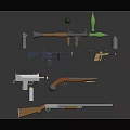 Various 3D Weapon Models Including Assault Rifles Pistols Rocket Launchers And Grenades