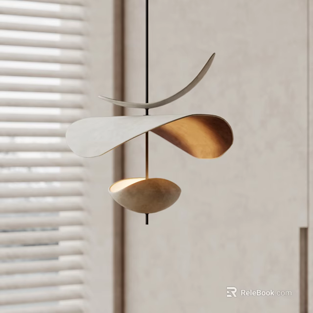 Modern Minimalist Chandelier With Curved Metal Frame And Warm Light For Living Room 3d model 