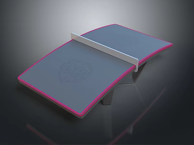 Foldable Ping Pong Table With Pink Edge Gray Surface And Net Design 3d model