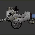 Futuristic Metallic Motorcycle Featuring Jet Engine And Industrial Design Details