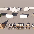 Various Types of Tents With Different Shapes and Outdoor Camping Gear