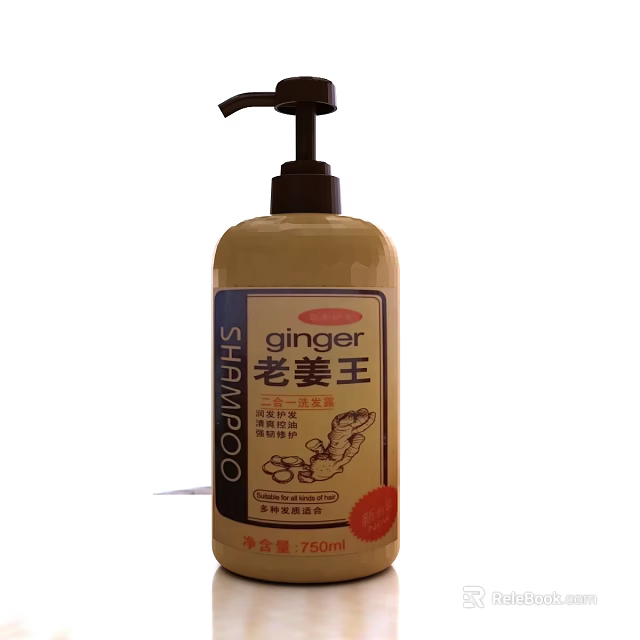 Natural Ginger Shampoo as Bathroom Accessory with 750ml Capacity for Daily Care 3d model 
