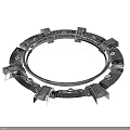 Industrial Metal Ring Component With Silver Finish Protruding Blocks And Symmetrical Bolted Design