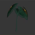Cartoon Fantasy Scene with Vibrant Green Spiral Structure Feather Like Leaves and Yellow Center