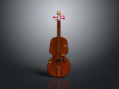 Classic Wooden Violin With Red Tuning Pegs And Polished Surface For Home Use 3d model