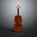 Classic Wooden Violin With Red Tuning Pegs And Polished Surface For Home Use