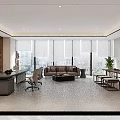 Modern Office Reception Desk Interior Design With White Brown Counter And Green Plant