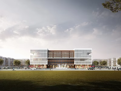Modern Industrial Factory Building With Steel Structure Facade And Large Glass Windows 3d model