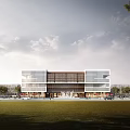 Modern Industrial Factory Building With Steel Structure Facade And Large Glass Windows