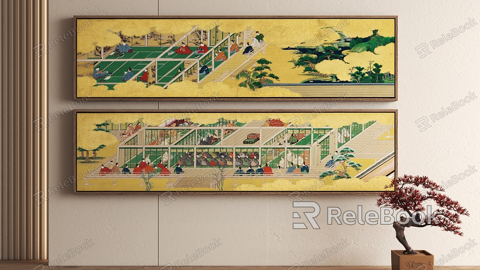 Japanese Banner Character Decorative Painting Hanging Painting model