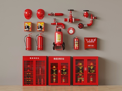 Fire hydrant fire extinguisher alarm fire fighting equipment 3d model