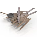 Modern Decorative Setup With Wooden Planks And Round Tire In Modern Scene