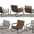 Modern Leisure Chairs with Metal Frame and Beige Brown Pink White Colors