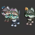 Cute Cartoon Husky Figurines With Party Hats Glasses And Crown Decorations