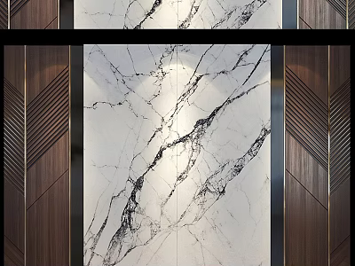 Elegant Marble Background Wall Design With Wooden Accent Panels And Natural Texture 3d model