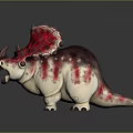 Cartoon Triceratops Figure With Red White Coloration Horns Open Mouth And Decorative Back Plates