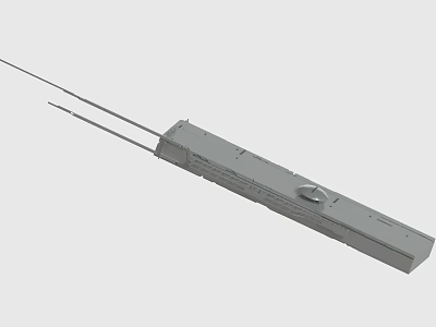 Metal Rectangular Component With Protruding Rods And Circular Knob 3d model
