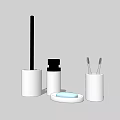 Bathroom Accessories Set With White Black Toilet Brush Soap Dispenser Toothbrush Holder And Soap Dish
