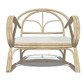 Rattan Leisure Chair With Curved Armrests And White Cushion For Cozy Relaxation