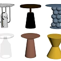 Modern Side Tables With Diverse Colors Shapes And Unique Base Designs 3d model