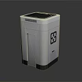 Modern White Paper Shredder With Blue Light Top And Recycling Symbol