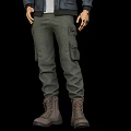 Man Wearing Blue Jacket With Fleece Collar White T-shirt Necklace White Emblems And Red Button