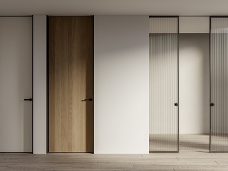 Modern swing door single door pocket sliding door combination 3d model