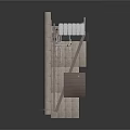 Modern Structural Frame With Concrete Wall And Metal Grid Pattern