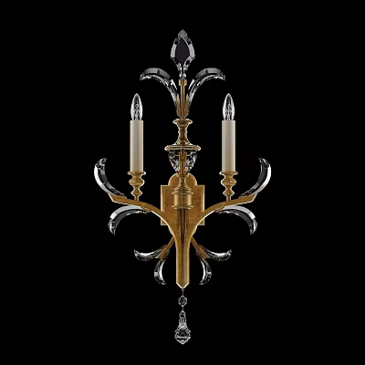 Ornate Gold Wall Sconce With Crystal Accents And Candle Shaped Light Design 3d model